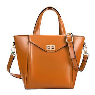Global Freeman Womens Korean Fashion Two Use Solid Color Leather Tote(Brown)