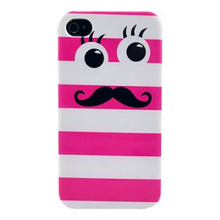 Pink Cute Mustache Pattern Soft TPU IMD Case for iPhone 4/4S