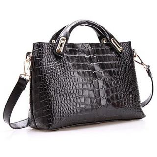 Womens Fashion Style Crocodile Pattern Genuine Leather Handbag Totes