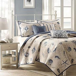 Quilt Set, 3 Pieces Ocean Style Polyester Queen Size