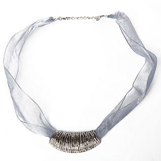 Yiyi Fashion Simple Halfmoon Ribbon Lace Necklace(Silver)