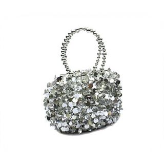 ONDY NewCompact Hand Beaded Evening Bag (Silver)