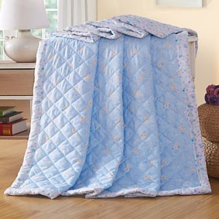 Quilt,Country Style Polyester Jacquard Summer Floral Blue