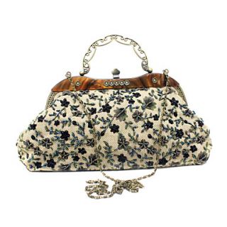 Charming Canvas with Flowers Evening Handbag/Clutches(More Colors)