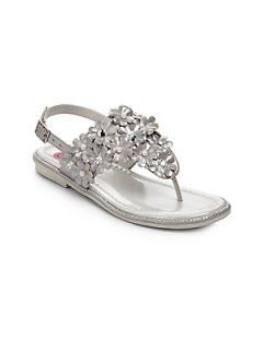 Flowers by Zoe Kids Beth Shimmer Thong Sandals   Silver