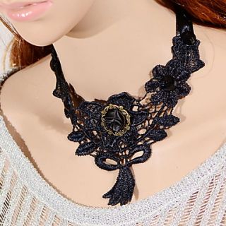 OMUTO Korea Lace Quality Fashion Romantic Necklace (Black)