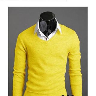 Uyuk Mens Long Sleeve V Neck Thicken Coney Hair Casual Style All Match Knitwear Base Shirt Sweater