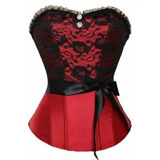 CAOJI Womens Sexy Lace Strapless Bow Corset and T back