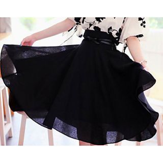 Jingpin High Waist Large Hem Skirt (Black)
