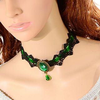 OMUTO Korea Fashion Gem Crystal Necklace (Black)