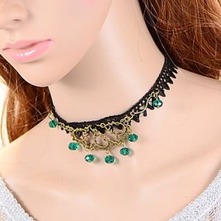 OMUTO Gothic Vintage Forest Lace Necklace (Black)
