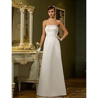 Sheath/Column Strapless Floor length Satin Wedding Dress (710795)