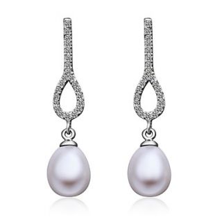 Elegant Platinum Plated Pearl Earrings