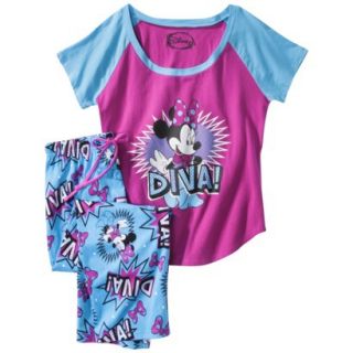 Juniors Superhero Pajama Set   Minnie Mouse Pink/Blue M