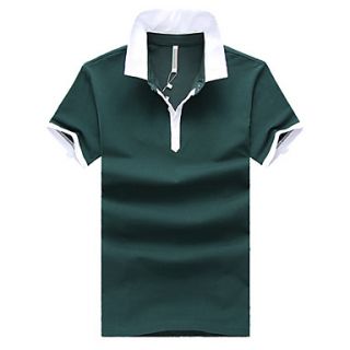LangXin Mens British Slim Lapel Casual Short Sleeve Polo Shirt(Green,Gray,White,Yellow,Black)