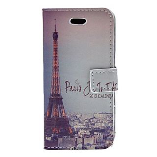 Eiffel Tower at Night Pattern PU Full Body Case with Stand and Card Slot for iPhone 5C