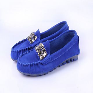 Womens Simple Metal Decoration Solid Color Flat Shoes(Royal Blue)