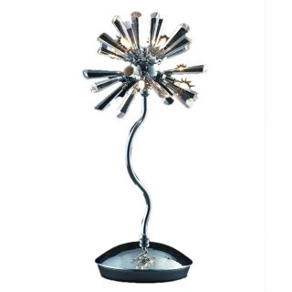 Modern 6 light 16 inch Polished Chrome Crystal Burst Table Lamp