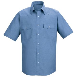 Red Kap Short Sleeve Deluxe Western Style Shirt, Blue, Mens