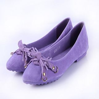 Womens Bow Decoration Solid Color Cozy Flat Shoes(Purple)
