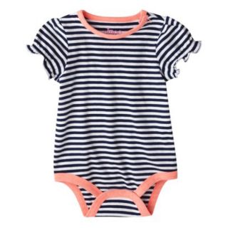 Circo Newborn Infant Girls Short sleeve Striped Bodysuit   Navy 18 M