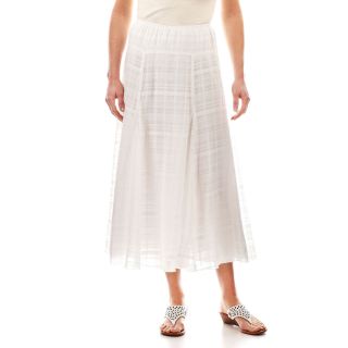 Lark Lane Garden Party Long Plaid Gauze Skirt, White