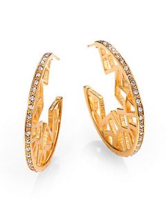 CA&LOU Crystal Pyramid Hoop Earrings/1.6   Gold