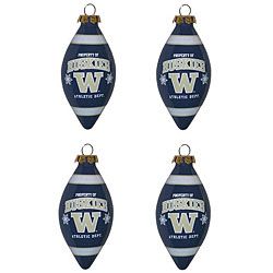 Washington Huskies 4 piece Teardrop Ornament Set