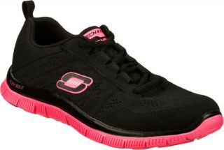 Womens Skechers Flex Appeal Sweet Spot   Black/Hot Pink Casual Shoes