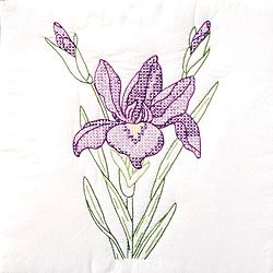 Iris patterned Stamped White Quilt Blocks