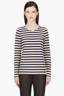 Marc By Marc Jacobs Ivory And Navy Breton Stripe T_shirt