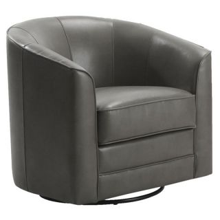 Emerald Home Furnishings U5029B 04 03 Milo Bonded Leather Swivel Chair   Gray