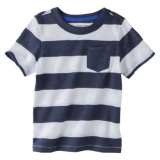 Cherokee Infant Toddler Boys Short Sleeve Rugby Striped Tee   Navy 2T