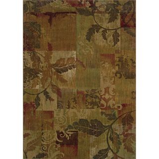 Indoor Green/ Red Floral Area Rug (910 X 129)
