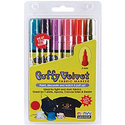 Bright Puffy Velvet 3 Mm Fabric Markers (pack Of 6)