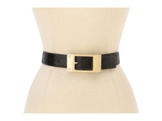 Vince Camuto 1/4 Shiny Reptile Panel Belt With Logo Buckle Womens Belts (Black)