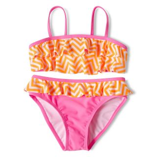 BREAKING WAVES Chevron Ruffle 2 pc. Swimsuit   Girls 6 16, Pink, Girls