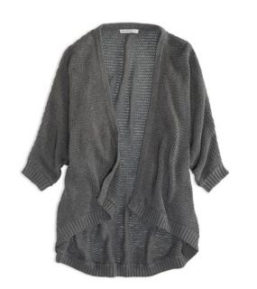 Medium Heather Grey AEO Factory Open Dolman Sweater, Womens L