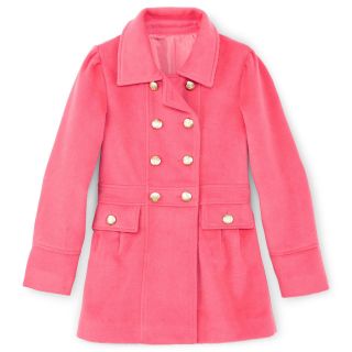 Total Girl Double Breasted Pea Coat   Girls 6 16, Coral, Girls