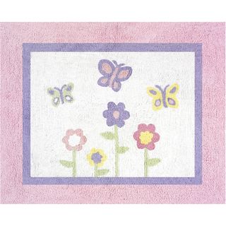 Sweet Jojo Designs Pink And Purple Butterfly Accent Floor Rug (Cotton yarn)