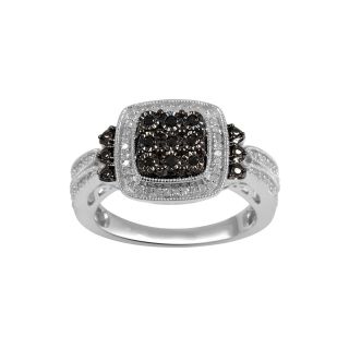 1/5 CT. T.W. White & Color Enhanced Black Diamond Ring, Womens