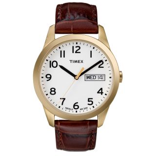 Timex Mens Easy Reader Brown Leather Watch
