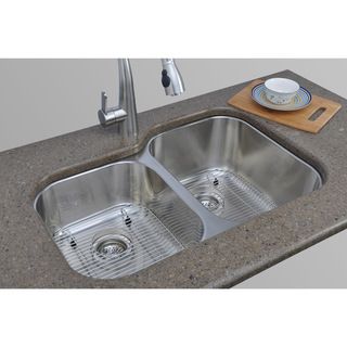 Wells Sinkware 17 Gauge Deck/ 18 Gauge Double Bowl Undermount Stainless Steel Kitchen Sink