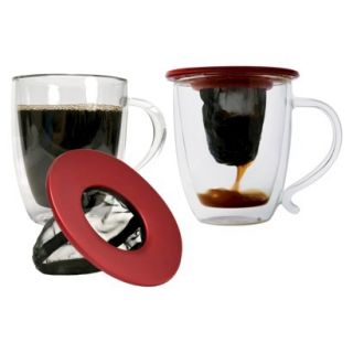 Primula Set of 2 Glass Mugs Set with 2 Coffee Brew Buddies