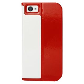 Macally Slim Folio Leather Stand Case for iPhone5   White/Red (SlimCover5R)