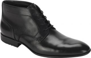 Mens Rockport Dialed In Chukka Boot   Black Full Grain Leather Boots
