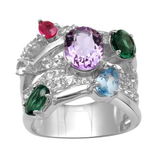 Alexandra Gem Multicolor Gemstone Crisscross Ring, Womens
