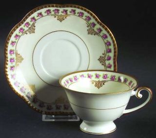 Schumann   Bavaria Bridal Rose Footed Cup & Saucer Set, Fine China Dinnerware  
