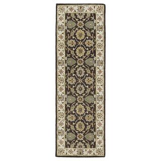 Hand tufted Joaquin Brown Kashan Wool Rug (26 X 8)