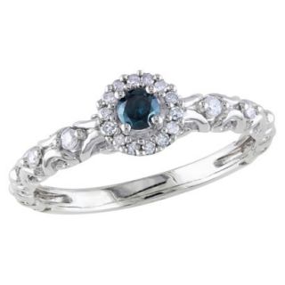 Tevolio 0.25 CT.T.W. Round Blue Diamond and White Diamond Prong Ring in